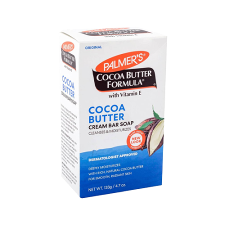 صابونة بالمرز بتركيبة زبدة الكاكاو (Palmer's Cocoa Butter Formula Cream Soap).تتكون من زبدة الكاكاو النقية وفيتامين هـ، وتعمل على تنظيف البشرة وترطيبها بعمق دون أن تسبب جفافها