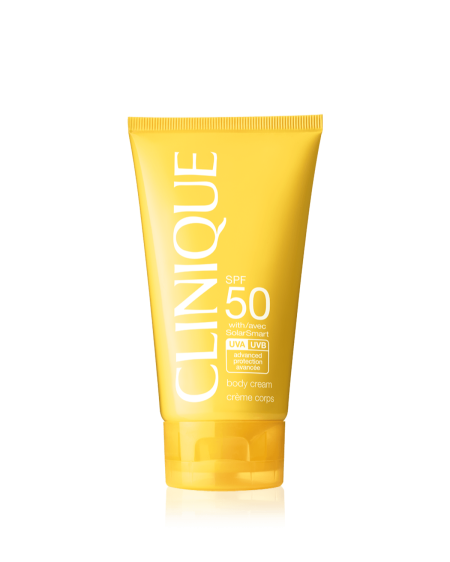 كريم الجسم من Clinique بعامل حماية من الشمس SPF 50 وتقنية SolarSmart للحماية من أشعة UVA/UVB.