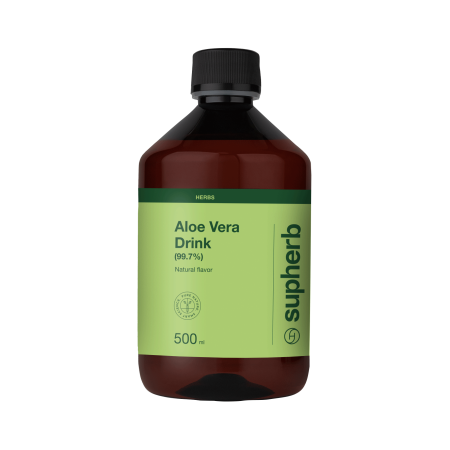مشروب الألوفيرا من سوبهرب (Supherb Aloe Vera Drink).  يحتوي المشروب على 99.7% من جل الألوفيرا المستخرج من الجزء الداخلي من ورقة نبات الألوفيرا (Aloe Barbadensis-Miller).