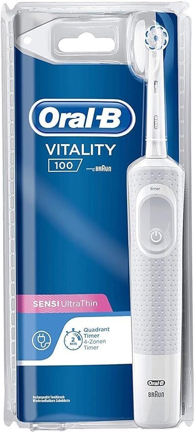 فرشاة أسنان كهربائية من Oral-B Vita وتتميز بـ: تنظيف فائق: توفر تنظيفًا فائقًا مثبتًا سريريًا مقارنة بفرشاة الأسنان اليدوية العادية