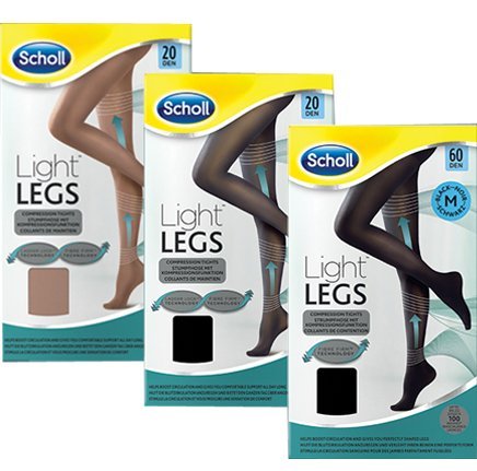 جوارب شول الضاغطةا Scholl Light Legs جوارب مبتكرة مصنوعة باستخدام تقنية "الألياف" الخاصة، والتي تناسب الجسم بشكل جيد وتمنع الألم والثقل في الساقين، مما يوفر لهما راحة استثنائية طوال اليوم.