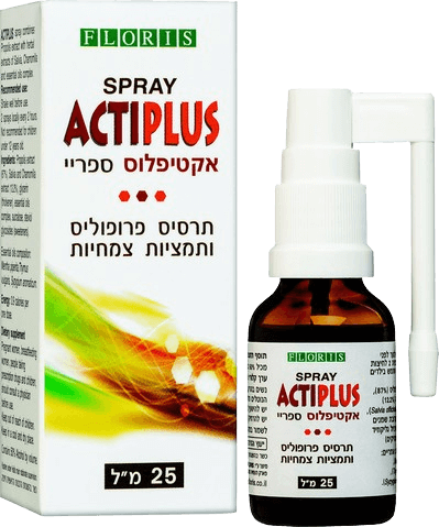 بخاخ الحلق فلوريس أكتيبلس (Floris ActiPlus).  يحتوي على البروبوليس (صمغ النحل) ومستخلصات نباتية من المريمية والبابونج والزيوت الأساسية. يستخدم لتخفيف بحة الصوت وتطهير الفم والحلق.